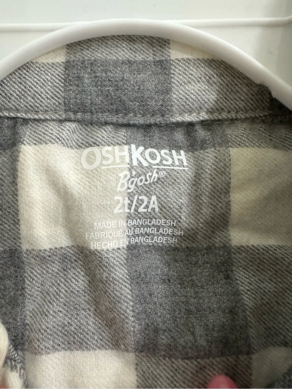 NWT OshKosh B'gosh Toddler Gray & White Plaid Button-Down Shirt